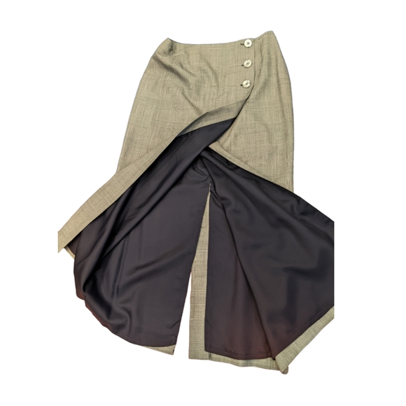 Vintage Glen Check 100% Wool Full Length Wrap Skirt Made in Canada Size 6 - Picture 11 of 15